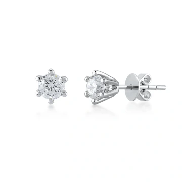 1,87 gr 6 Tırnak Tektaş Küpe 14 k 0,22 ct
