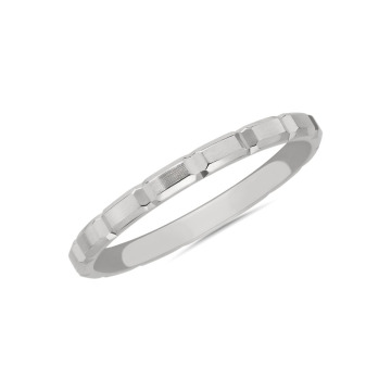 Dikey Eğimli Yüzük 18 Ayar Beyaz Altın (2mm) | Modern ve Şık